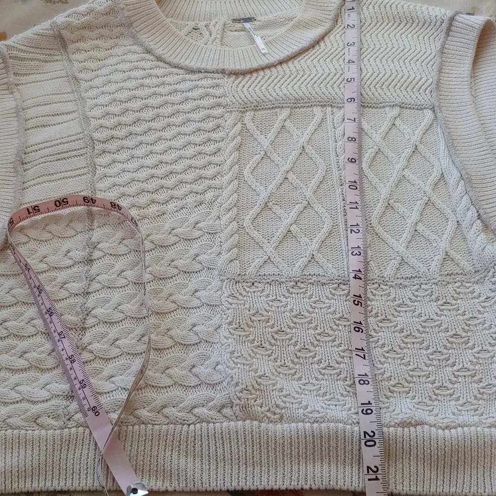 Free People Take The Plunge Knitted Cable Vest in Cream Women's XS